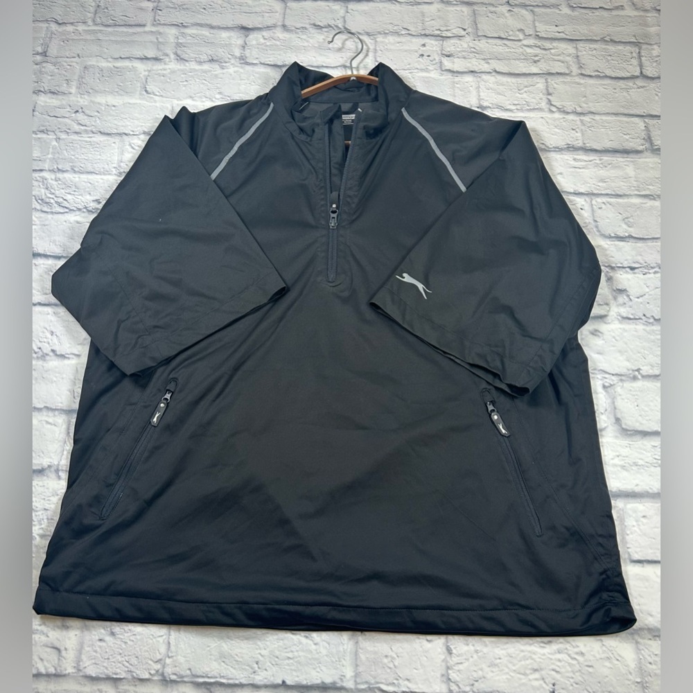 Slazenger Black Windbreaker Half Sleeve 3/4 Zip Pullover Jacket. Size Large. - Picture 5 of 9